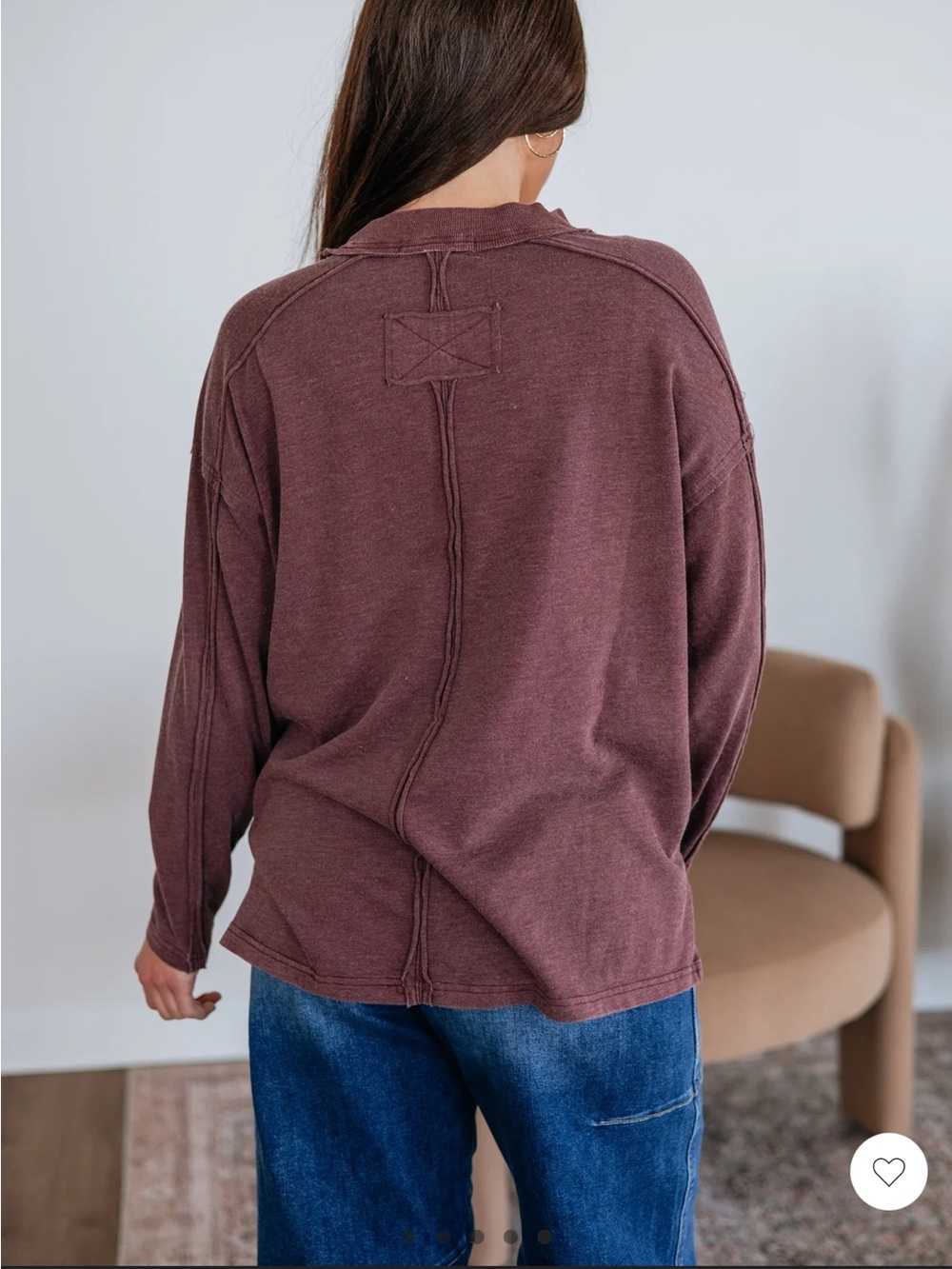 Relaxed Long Sleeve Tee in Mauve Brown - Picture 5 of 11